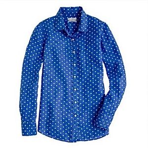 Women’s J. Crew Polka Dot Linen Button Down Perfect Shirt